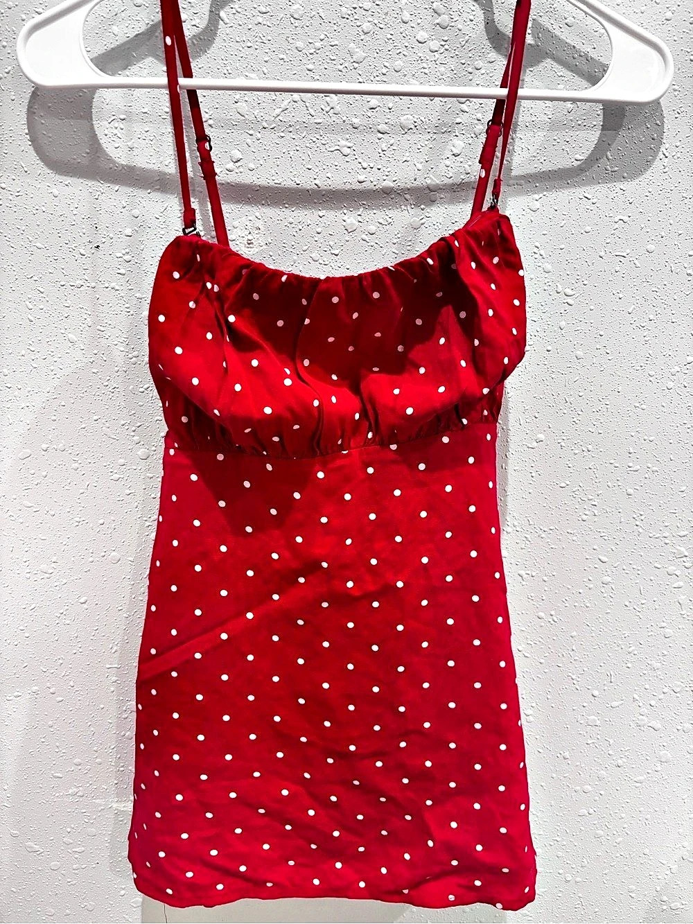 Red & White Polka Dot Mini Dress Like New